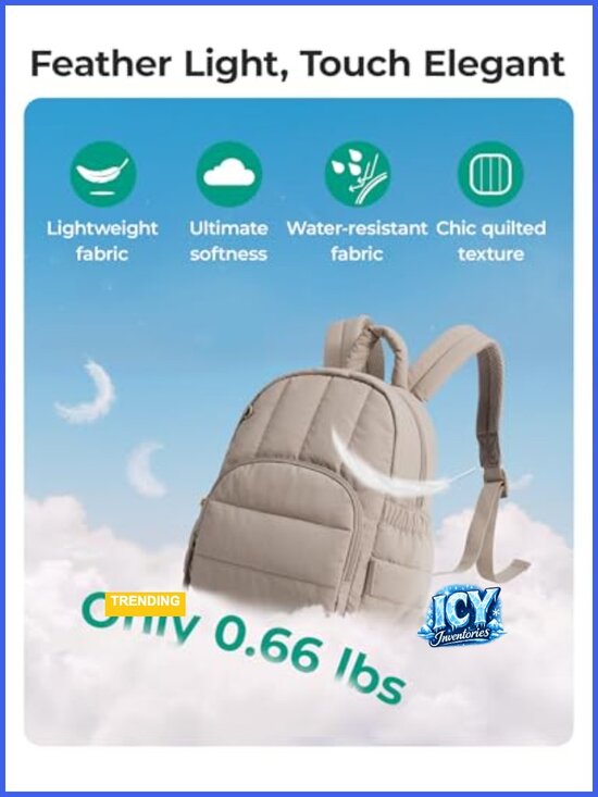 Quilted Lightweight Mini Backpack for Women, Water-Resistant Anti-Theft Daypack main image 5